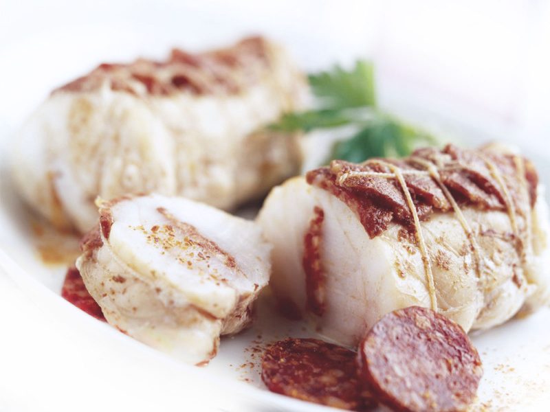 Monkfish lightly topped with butter, garlic and parsley